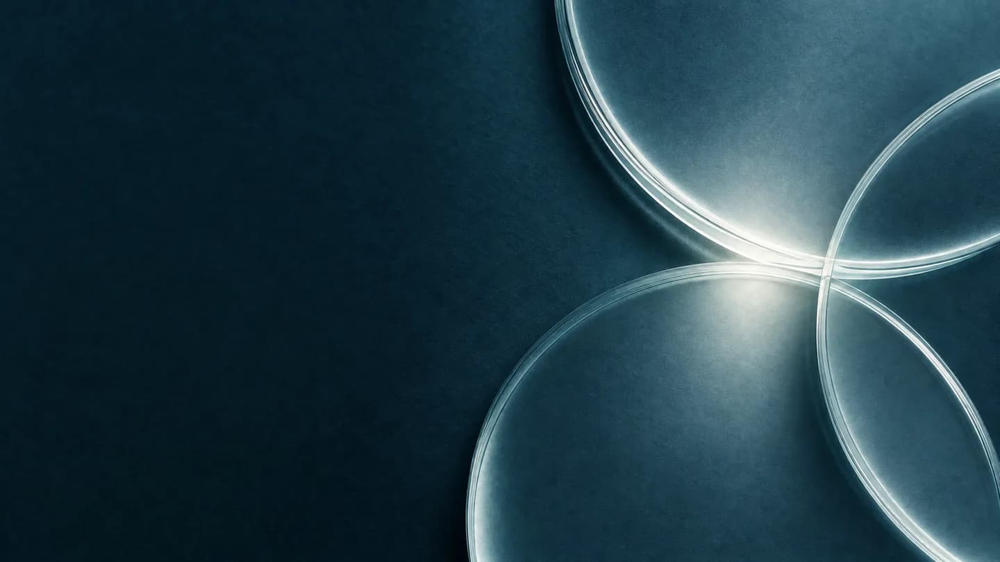 Layered optical glass gathers around one calm center, representing shared context across conversations.